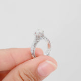 18K White Gold Diamond Solitaire Accents Engagement Ring With GIA Certificate
