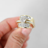 18k Yellow Gold Solitaire with Channel set Princess Cut Enhancer Ring