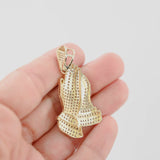 14K Two-Tone Gold 191 Diamonds Praying Hands Pendant 1.27Ctw