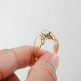 14k Yellow Gold Solitaire Closed Cuff Cocktail Ring