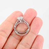 18K White Gold Diamond Solitaire Accents Engagement Ring With GIA Certificate