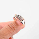14K Rose Gold White And Light Brown Diamond Wavy Crossover Ring