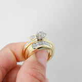 18k Yellow Gold Solitaire with Channel set Princess Cut Enhancer Ring