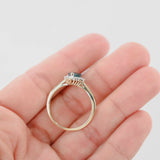 10k Yellow Gold Natural Emerald Marquise Cut Diamond Halo Cocktail Ring