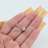 14k White Gold Princess Cut Diamond Stud Earrings