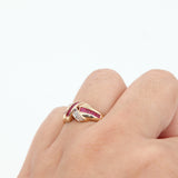 10k Yellow Gold Ruby and Diamond Cross Band Cocktail Ring