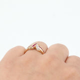 10k Yellow Gold Ruby and Diamond Cross Band Cocktail Ring