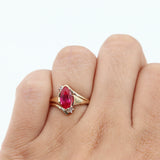 10k Yellow Gold Marquise Ruby And Diamond Cocktail Ring