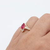 10k Yellow Gold Marquise Ruby And Diamond Cocktail Ring