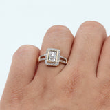 10k Yellow Gold Rectangle Cluster Diamond Ring