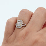 10k Yellow Gold Rectangle Cluster Diamond Ring