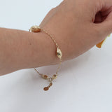 14k Yellow Gold Tapered Oval Beaded Bracelet