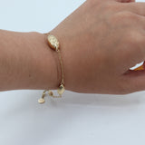 14k Yellow Gold Tapered Oval Beaded Bracelet