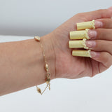 14k Yellow Gold Tapered Oval Beaded Bracelet