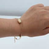 14k Yellow Gold Tapered Oval Beaded Bracelet