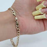 10k Yellow Diamond Cut Gold 8” Curb Bracelet