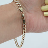 10k Yellow Diamond Cut Gold 8” Curb Bracelet