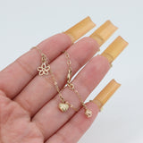 14k Two-Tone Gold Rolo Chain Charm Bracelet