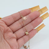 14k Two-Tone Gold Rolo Chain Charm Bracelet