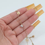 14k Two-Tone Gold Rolo Chain Charm Bracelet