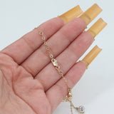 14k Two-Tone Gold Rolo Chain Charm Bracelet