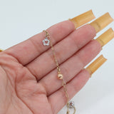 14k Two-Tone Gold Rolo Chain Charm Bracelet