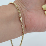 14k Yellow Gold 8.5” Rope Chain Bracelet