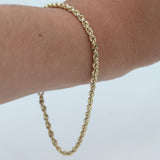 14k Yellow Gold 8.5” Rope Chain Bracelet