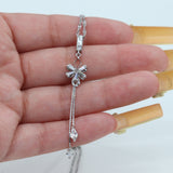 14k White Gold 16” Rope Chain Necklace with Quartz Drop Pendant