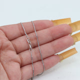 14k White Gold 18” Box Chain Necklace with Quartz Pendant