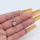 14k White Gold 18” Box Chain Necklace with Quartz Pendant