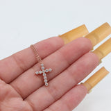 14K Rose Gold Adjustable Chain-link Necklace with Diamond Cross