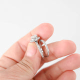 14k White Gold Oval Diamond Solitaire Engagement Ring Set