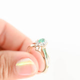 10K Yellow Gold Natural Emerald And Diamond Cocktail Ring 0.52Ctw