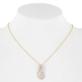 14K Yellow Solid Gold Diamond Pendant Rolo Chain Necklace