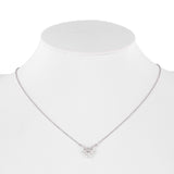 10K White Solid Gold 3 Diamond Pendant Dainty Beautiful Necklace For Her