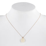 10k Yellow Gold Mother of Pearl Carved Rose Pendant, delicately paired with a dainty chain necklace