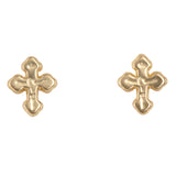 10K Yellow Solid Gold Micro Cross Studs Jesus Crucifix Engraving