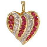 10K Solid Yellow Gold Ruby Diamond Pendant