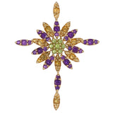 14K Yellow Gold Amethyst, Citrine And Peridot Cross Star Pendant