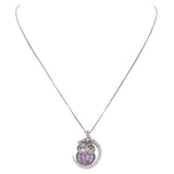 18K White Gold Diamond, Topaz And Mystic Quartz Owl With moon Design Dainty Box Chain Necklace