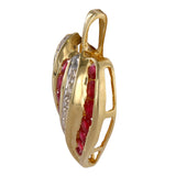 10K Solid Yellow Gold Ruby Diamond Pendant