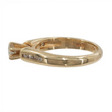 Ladies Estate 14K Yellow Gold Diamond Solitaire w/ Accents Engagement Band Ring