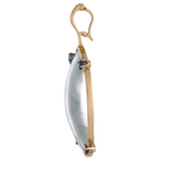 10k Yellow Gold Large Pearl And Sapphire Pendant ,Real Button Pearl Pendant