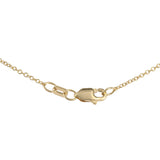 14K Yellow Solid Gold Diamond Pendant Rolo Chain Necklace