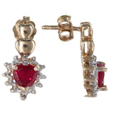 14 Yellow Gold Diamond And Ruby Necklace, Earrings And Ring Jewelry Set