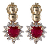 14 Yellow Gold Diamond And Ruby Necklace, Earrings And Ring Jewelry Set