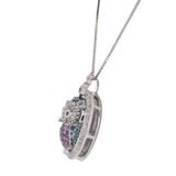 18K White Gold Diamond, Topaz And Mystic Quartz Owl With moon Design Dainty Box Chain Necklace