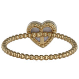 18K Yellow Gold Heart Shape Mother Of Pearl Milgrain Heart Ring