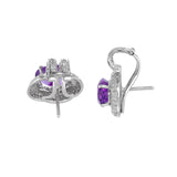 14K White Gold Diamond And Amethyst Pendant, Ring And Earrings Jewelry Set